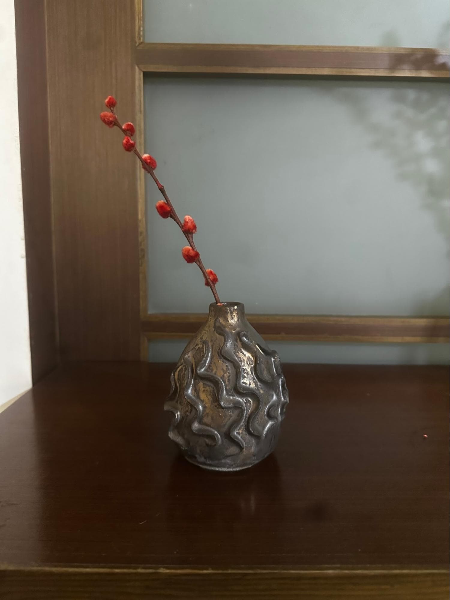 Cascading Vase · Wheel-thrown base · altered form · metallic glaze — Ceramic work by RuiXuan Xu — Asia Course